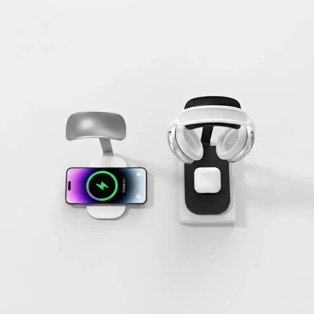 Headphone Charging Stand - Organize & Power Your Tech with wireless charging for headphones and phone.